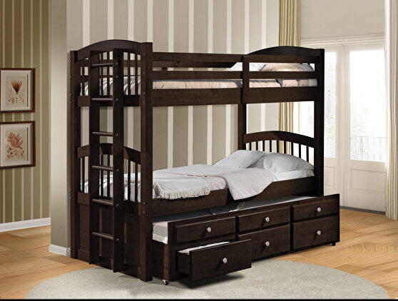 Espresso twin/twin bunk bed & trundle