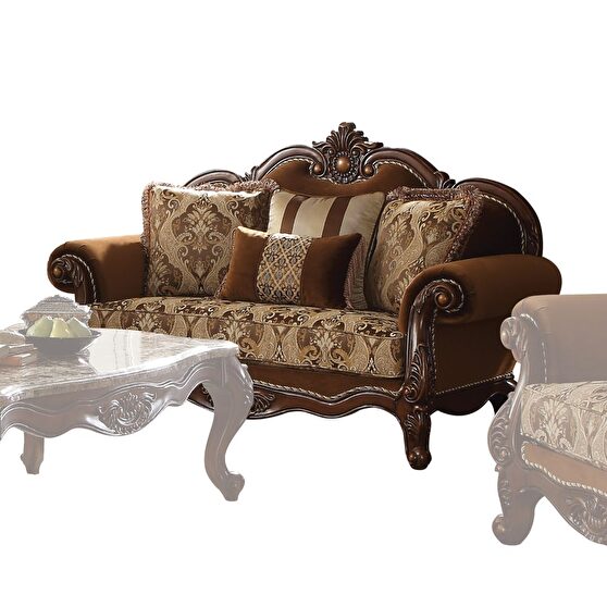 Fabric & cherry oak loveseat