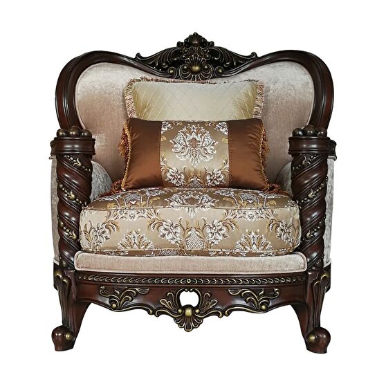 Fabric & dark walnut chair
