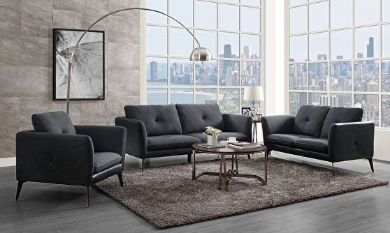 Gray fabric & pu sofa in minimalist style