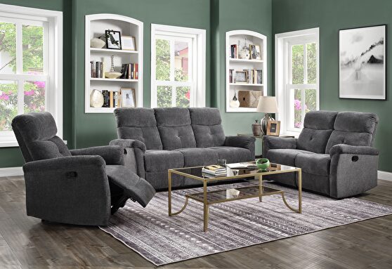 Gray chenille motion sofa