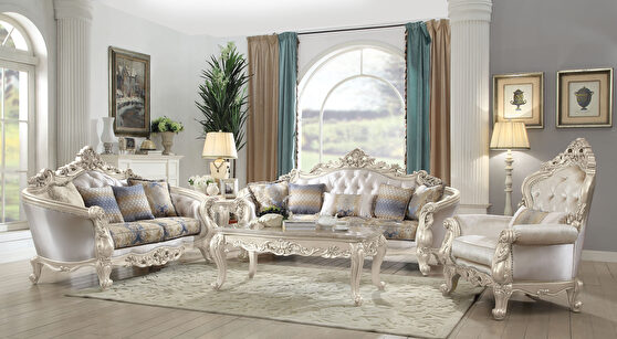 Fabric & antique white sofa in royal style