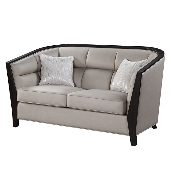 Beige fabric tufted detailing luxury loveseat