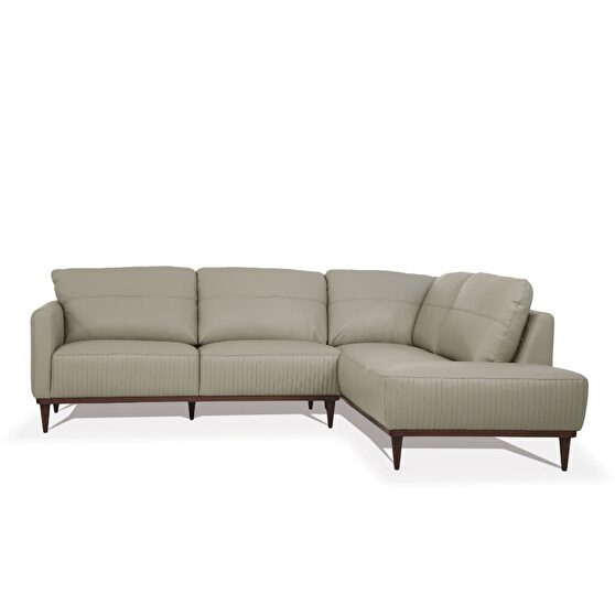 Airy green full leather sectional sofa