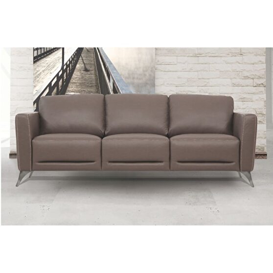 Taupe full leather contemporary sofa
