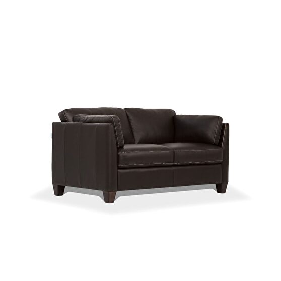 Chocolate leather loveseat