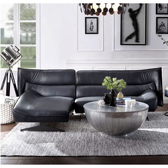Dark gray top grain leather sectional sofa