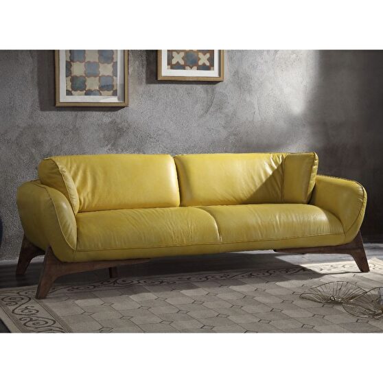 Mustard full leather contemporary couch