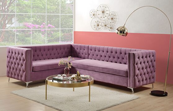 Purple velvet sectional sofa