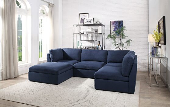 Blue fabric modular 5pcs sectional sofa