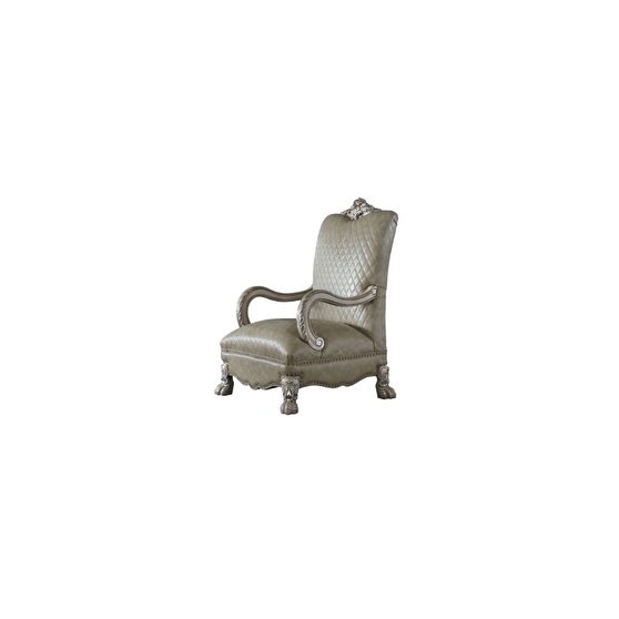 Vintage bone white & pu accent chair