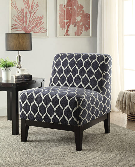Dark blue chenille accent chair