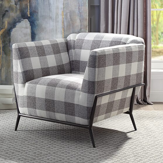 Pattern fabric & metal accent chair
