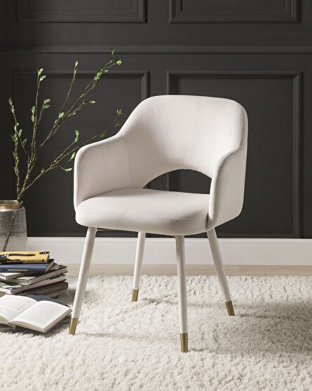 Cream velvet & gold accent chair