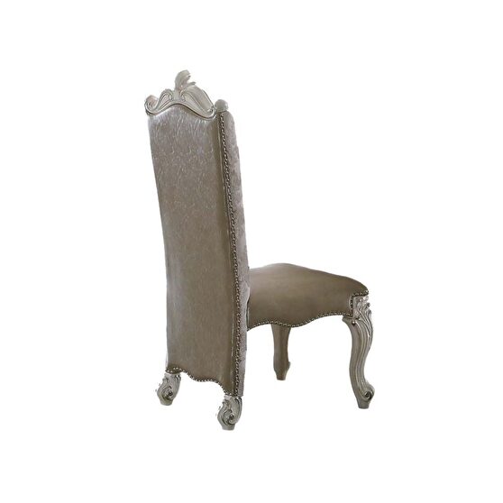 Pu/fabric & bone white side chair