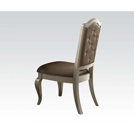 Silver pu & champagne finish side chair