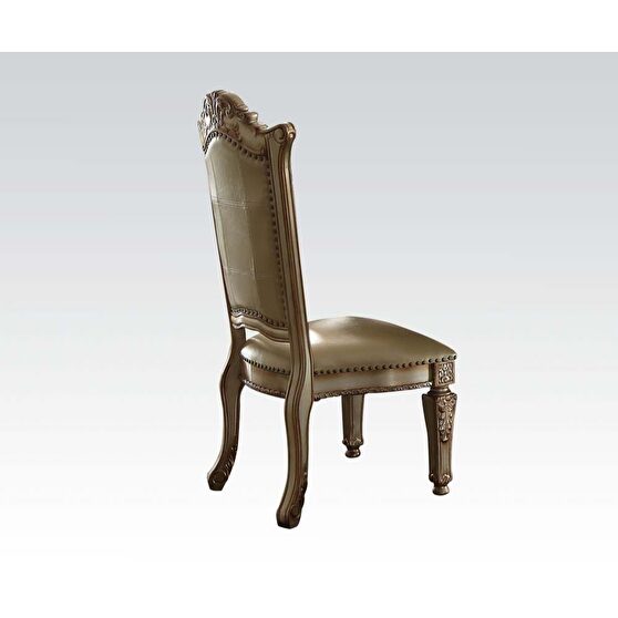 Bone pu & gold patina side chair