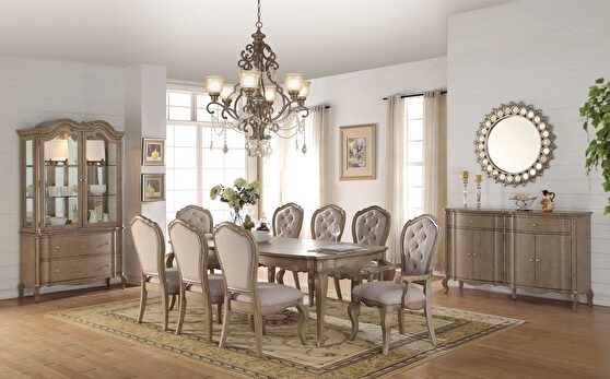 Antique taupe finish dining table