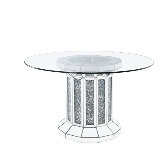 Round glass top dining table w/ faux diamond base