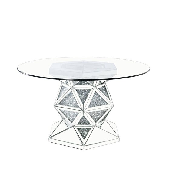 Round glass dining table w/ chrome base