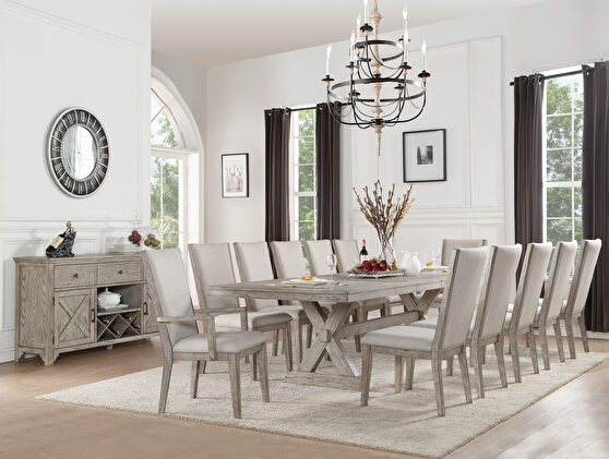 Gray oak finish dining table