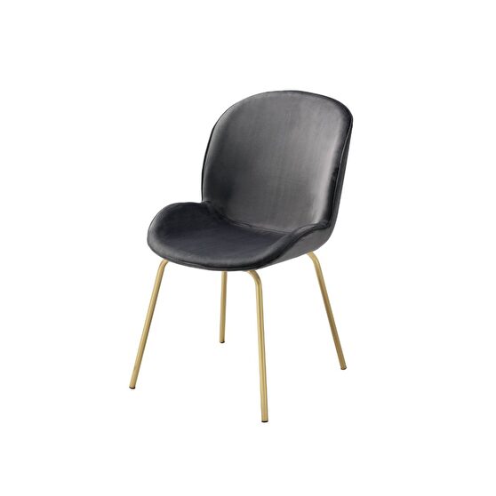 Gray velvet & gold side chair