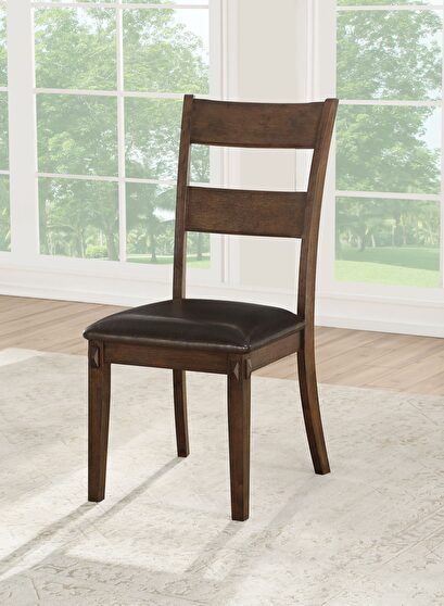 Pu & dark oak finish side chair