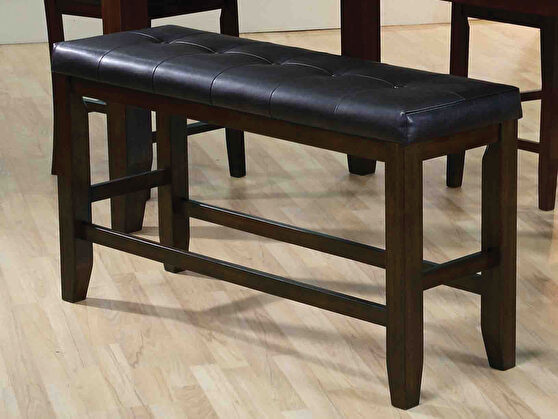 Black pu & espresso finish counter height bench