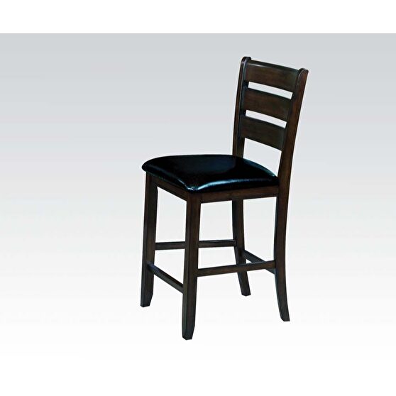 Black pu & espresso finish counter height chair