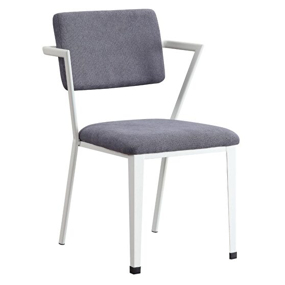 Gray fabric & white finish side chair