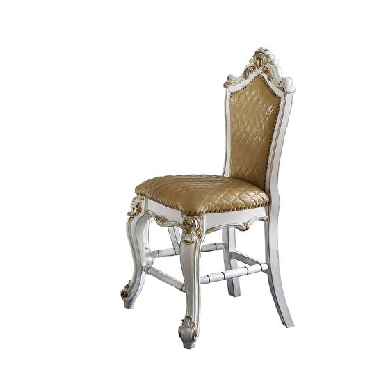 Antique pearl & butterscotch pu counter height chair