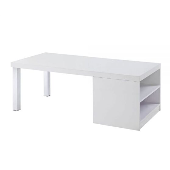 White high gloss & chrome finish coffee table