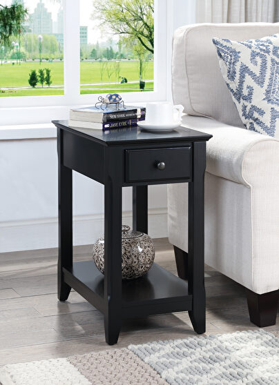 Black finish wooden accent table