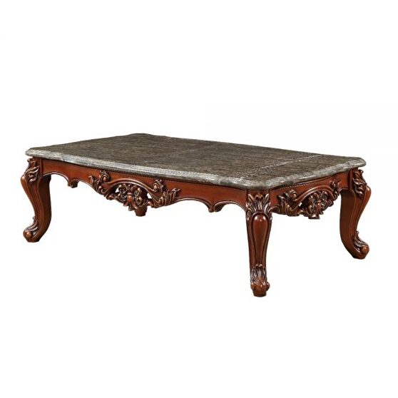 Marble & walnut coffee table in traditional style