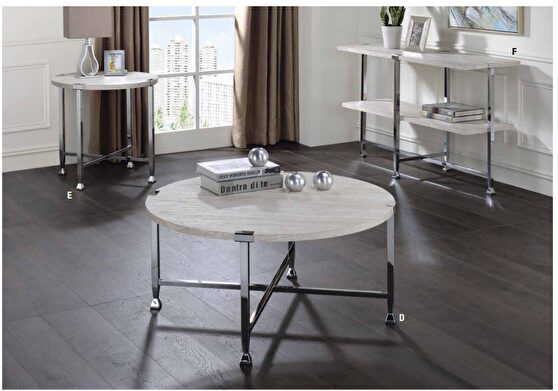 White oak & chrome coffee table