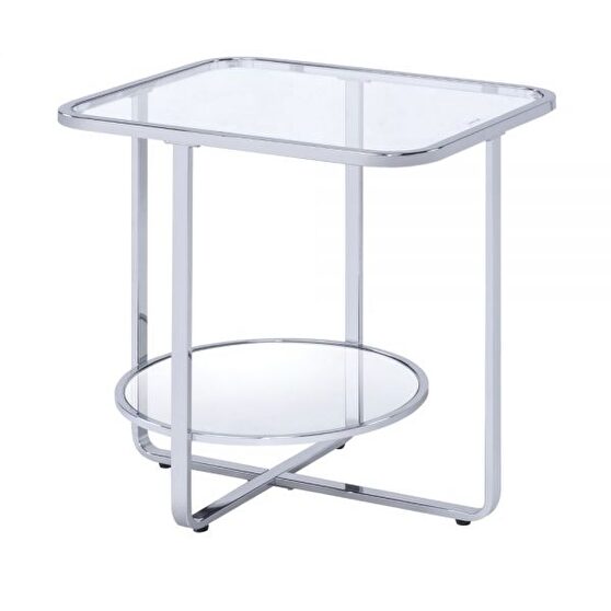 Chrome finish & glass end table