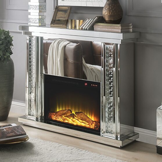 Mirrored & faux crystals fireplace