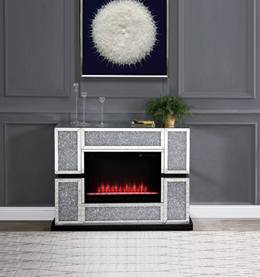 Mirrored & acrylic diamonds fireplace