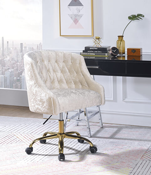 Vintage cream velvet & gold office chair