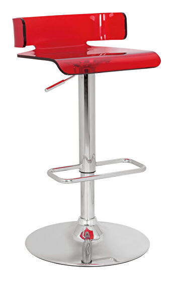 Red & chrome adjustable stool with swivel