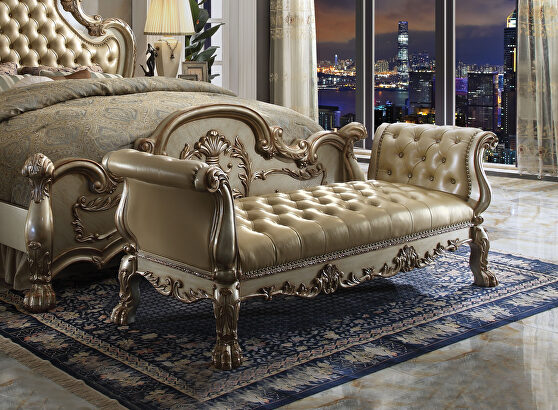 Bone pu & gold patina bench in royal style