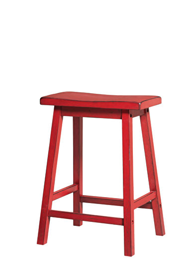 Antique red finish counter height stool
