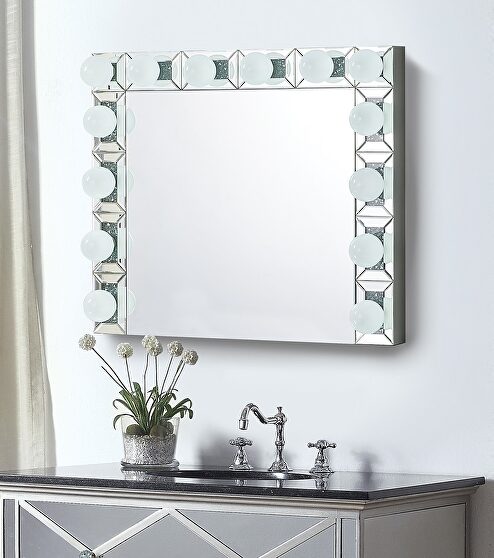 Mirrored & faux diamonds led wall mirror