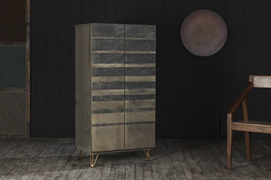 Gray stone & ash oak armoire