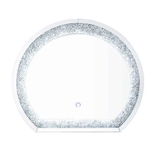 Faux diamonds half-circle mirror with led lights