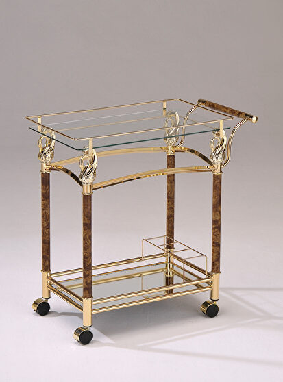 Gold plated & clear glass serving cart