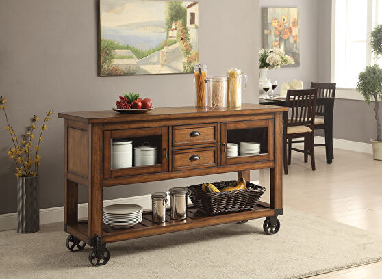 Distressed chestnut kitchen cart
