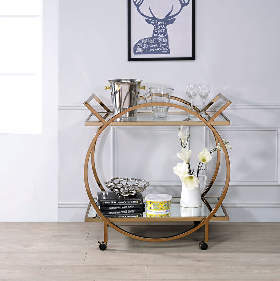 Champagne & mirrored serving cart