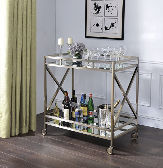 Antique gold & mirror serving cart