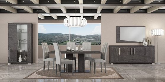 High-gloss gray lacquer modern dining table